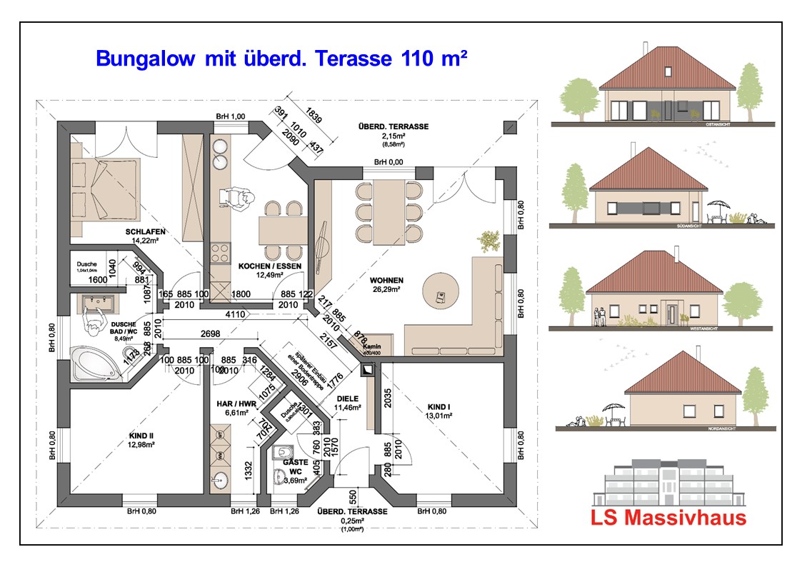 Bungalow 110 m� L�tge